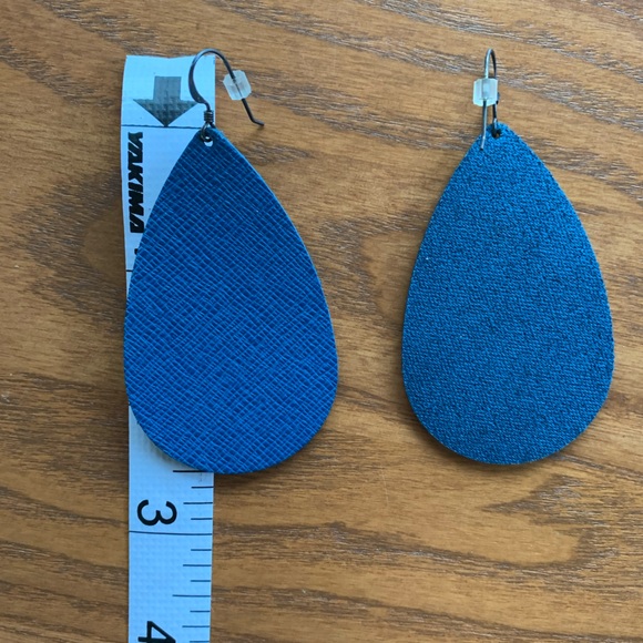 Nickel and Suede Teardrop Earrings - Picture 2 of 4